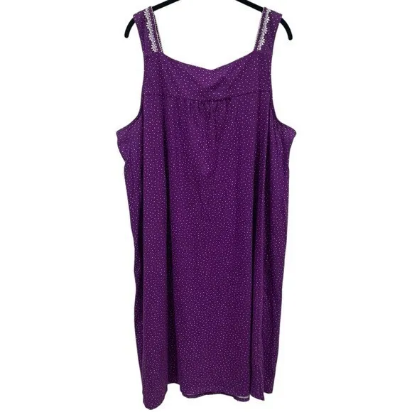 NWOT Aria Collection Cotton Purple White Polka Dot Tank Sleep Dress Mumu 3X - Image 8
