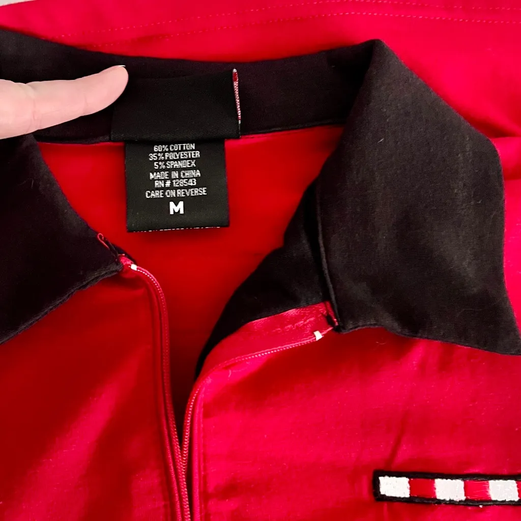 TGIF Friday’s Logo Red & Black Zippered Short Sleeve Uniform Polo Shirt, Size M Size M - Image 5