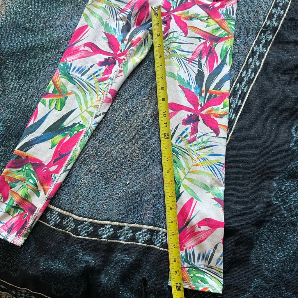 Evolution and Creation Tropical Print Leggings - Pink, Green, White SZ S Yoga - Image 10