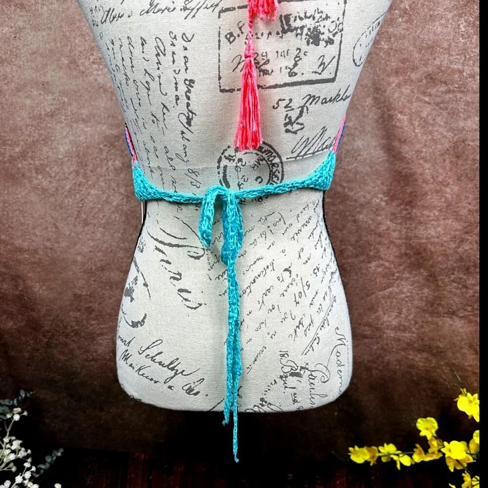 Olivaceous Rainbow Crochet Crop Top Multi size M - Image 13