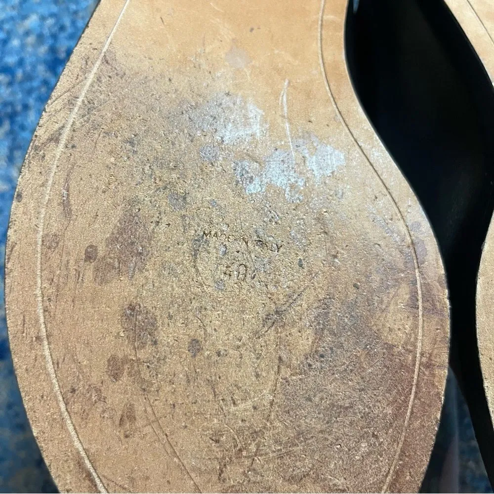 Givenchy  Black Leather Chain Accent Slides - Image 8