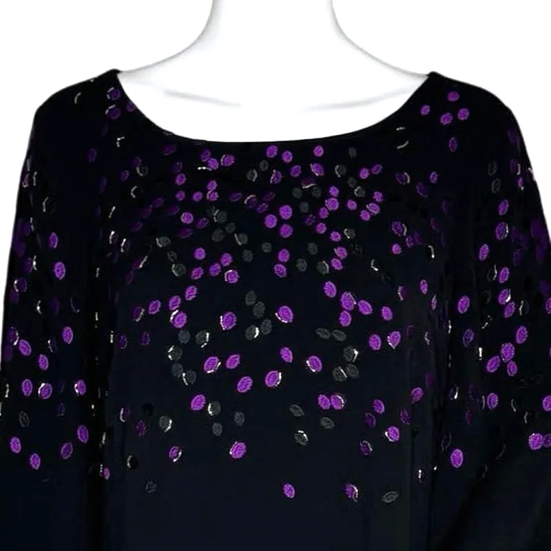 Belle Badgley Mischka Dress Womens 8 Black Purple Geometric Beaded Shift‎ Party - Image 5