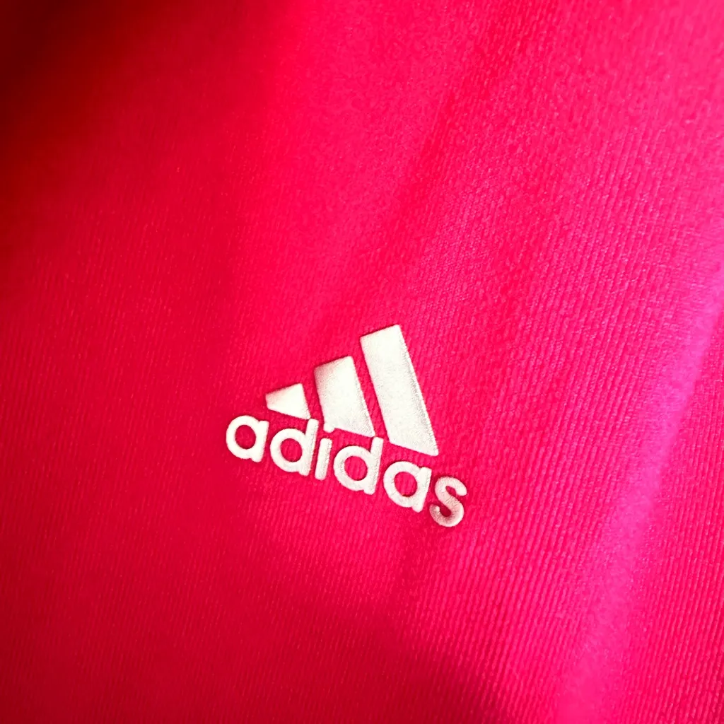Adidas Hot Pink Climalite Half Zip Long Sleeve Pullover Shirt Top Medium - Image 6