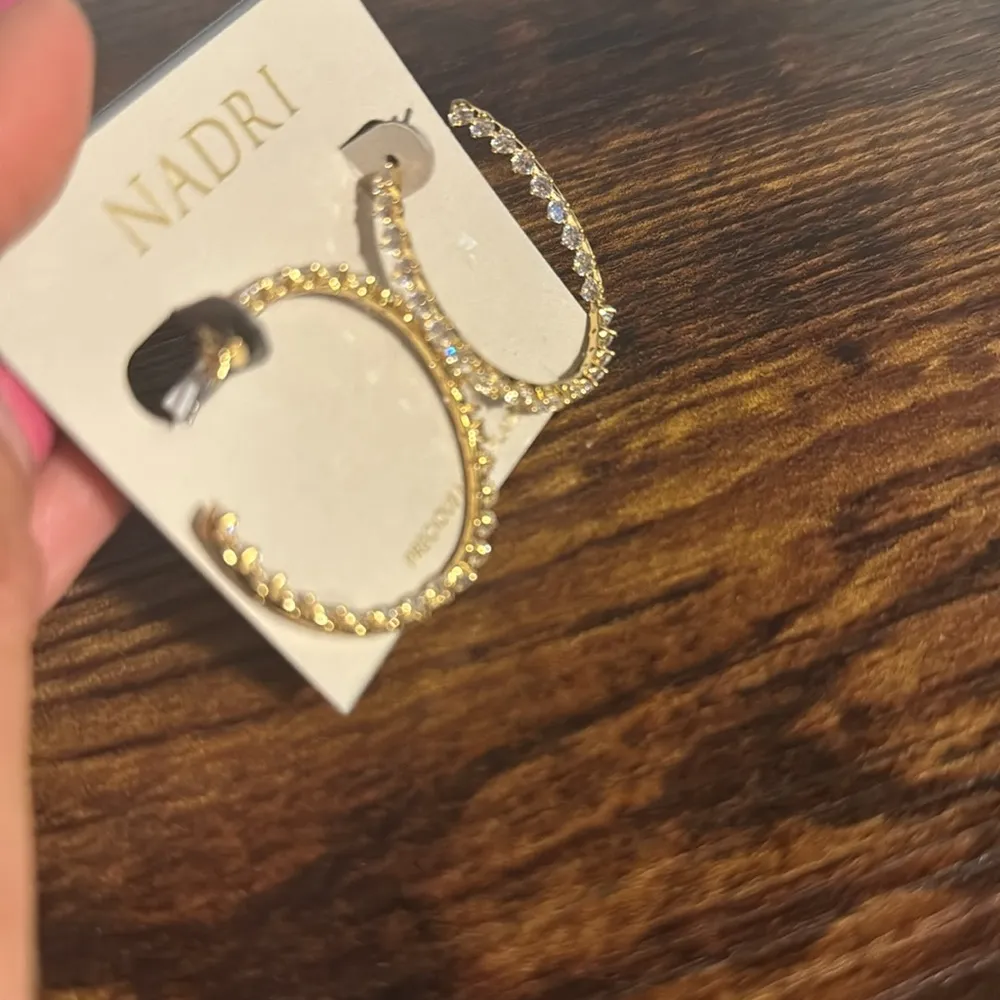 NADRI HALLE CZ LARGE C HOOP EARRINGS, BRAND NEW, $98 Gold - Image 5