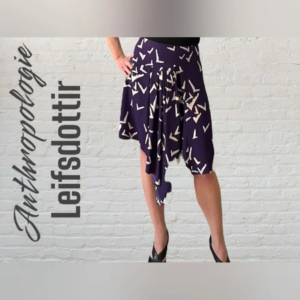 Anthropologie Leifsdottir Women’s‎ 6 Asymmetrical Midi Skirt Purple Floral Fairt - Image 2