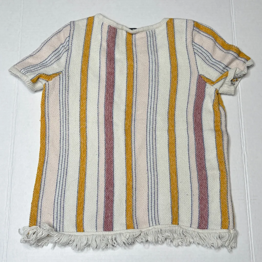 Madewell | Blakley Stripe Sweater fringe Tee Cotton Fringe Size xxs - Image 3