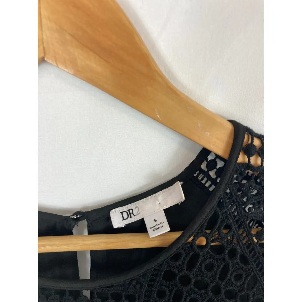 Dr2 Crochet Top Chiffon Dress Black Size Small - Image 3