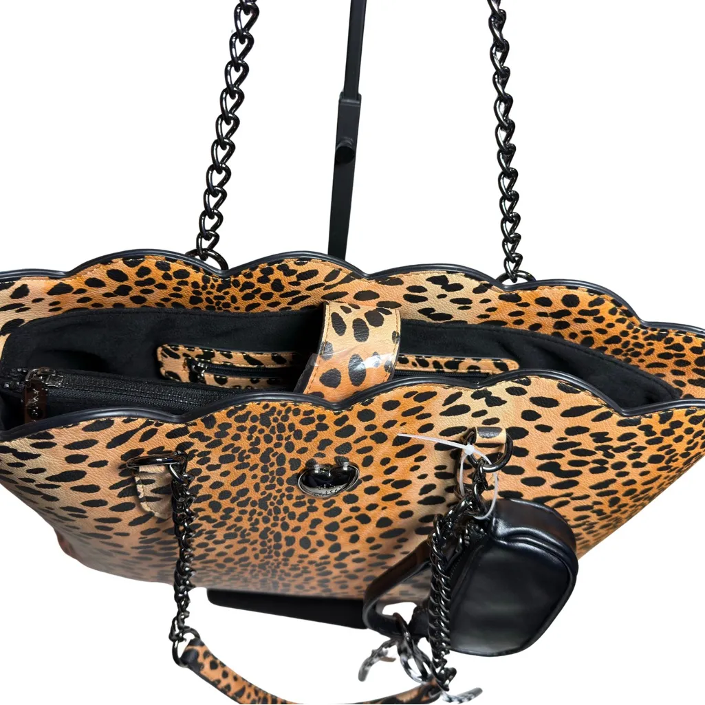 Betsey Johnson Leopard Print Satchel with Black Details - Image 6