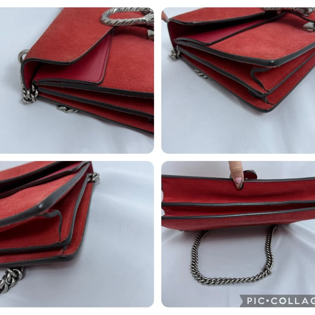 Gucci Suede Vitello Velvet Small Dionysus‎ Shoulder Bag Vulcanic Red - Image 16