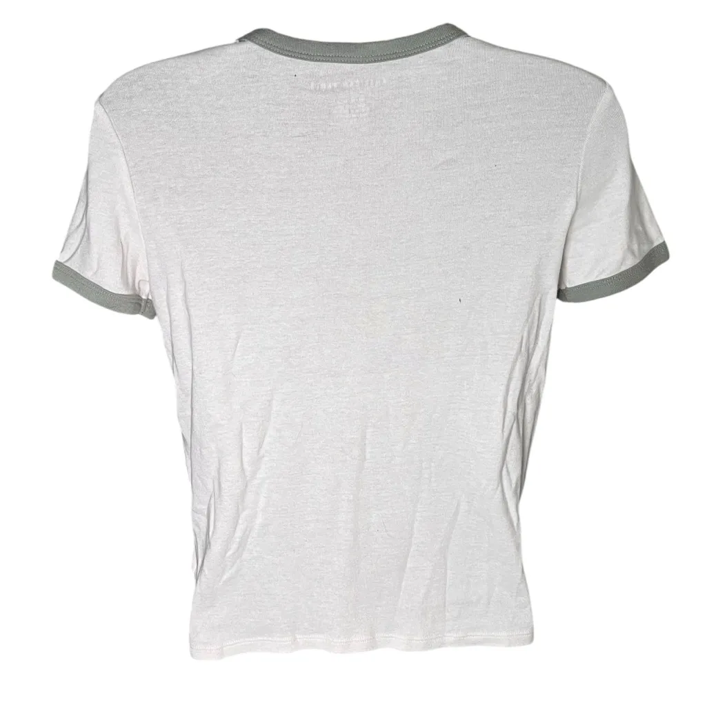 American Eagle Baby Tee Ringer Style Contrast Trim Off White XS - Image 2