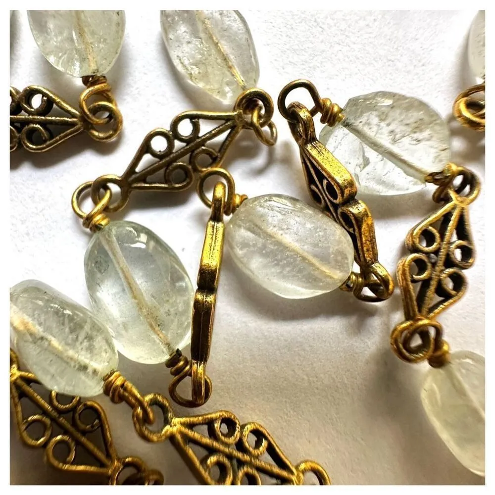 MMA gold tone byzantine circle green necklace - Image 3