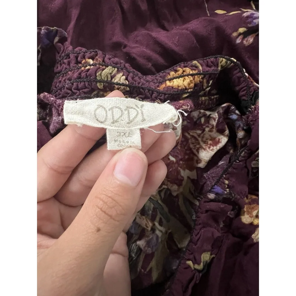 Oddy Womens Tunic‎ Size 3XL Floral Boho Lace Ruffles Peasant Cottagecore Hippie - Image 8