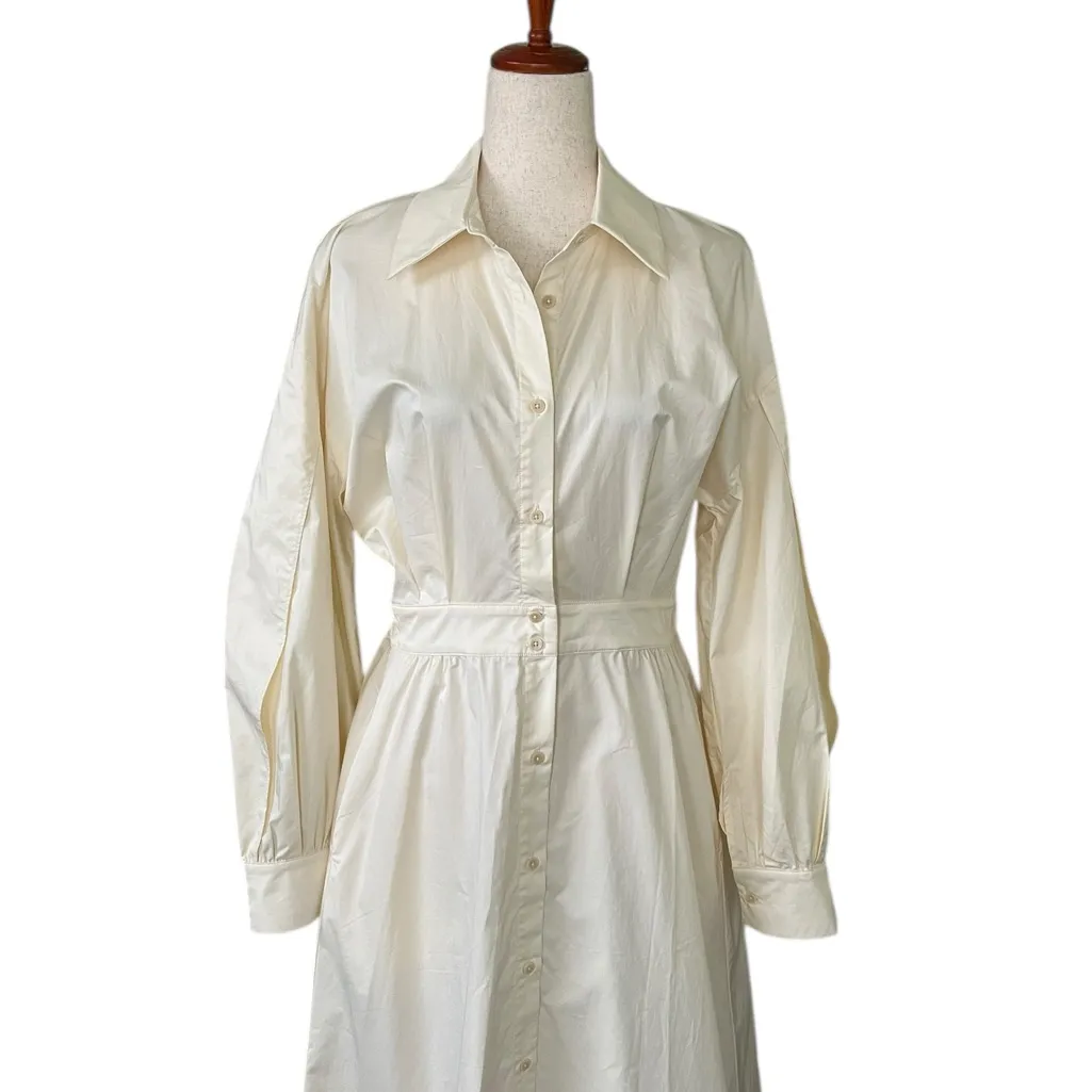 Urban Revivo buttondown midi shirt dress in cream color Size M - Image 12