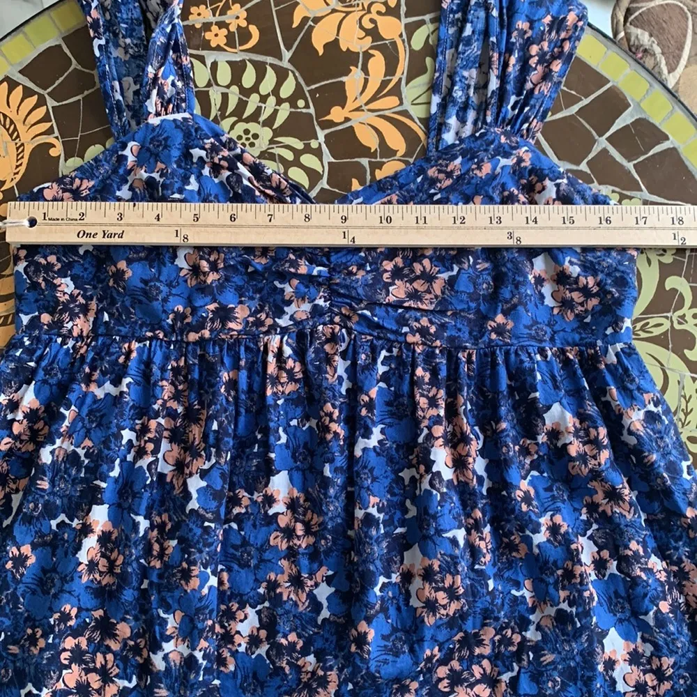 Free People Blue Floral Mini Dress - Image 6