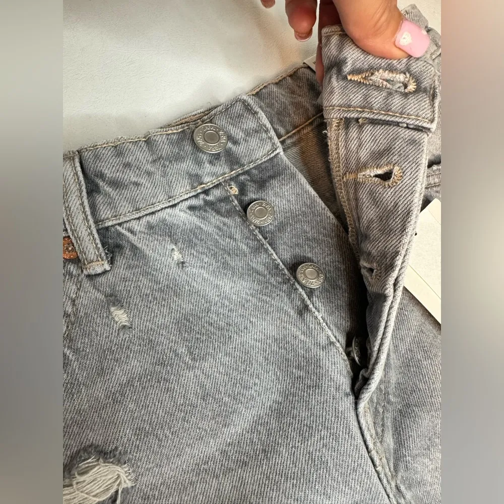 Zara High Rise Denim Shorts gray casual classic summer beach comfy outdoor style - Image 8