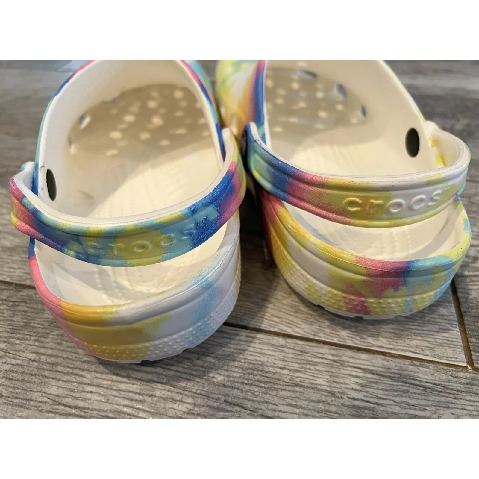 Crocs Classic Clogs Rainbow Bright Womens 10 Shoes Mens 8 Colorful Tie Dye‎ - Image 3