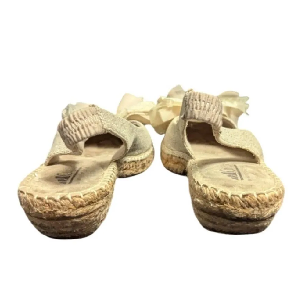 Cliffs by White Mountain Espadrilles Slingback Sandals Beige Metallic Size US 7 Silver - Image 4
