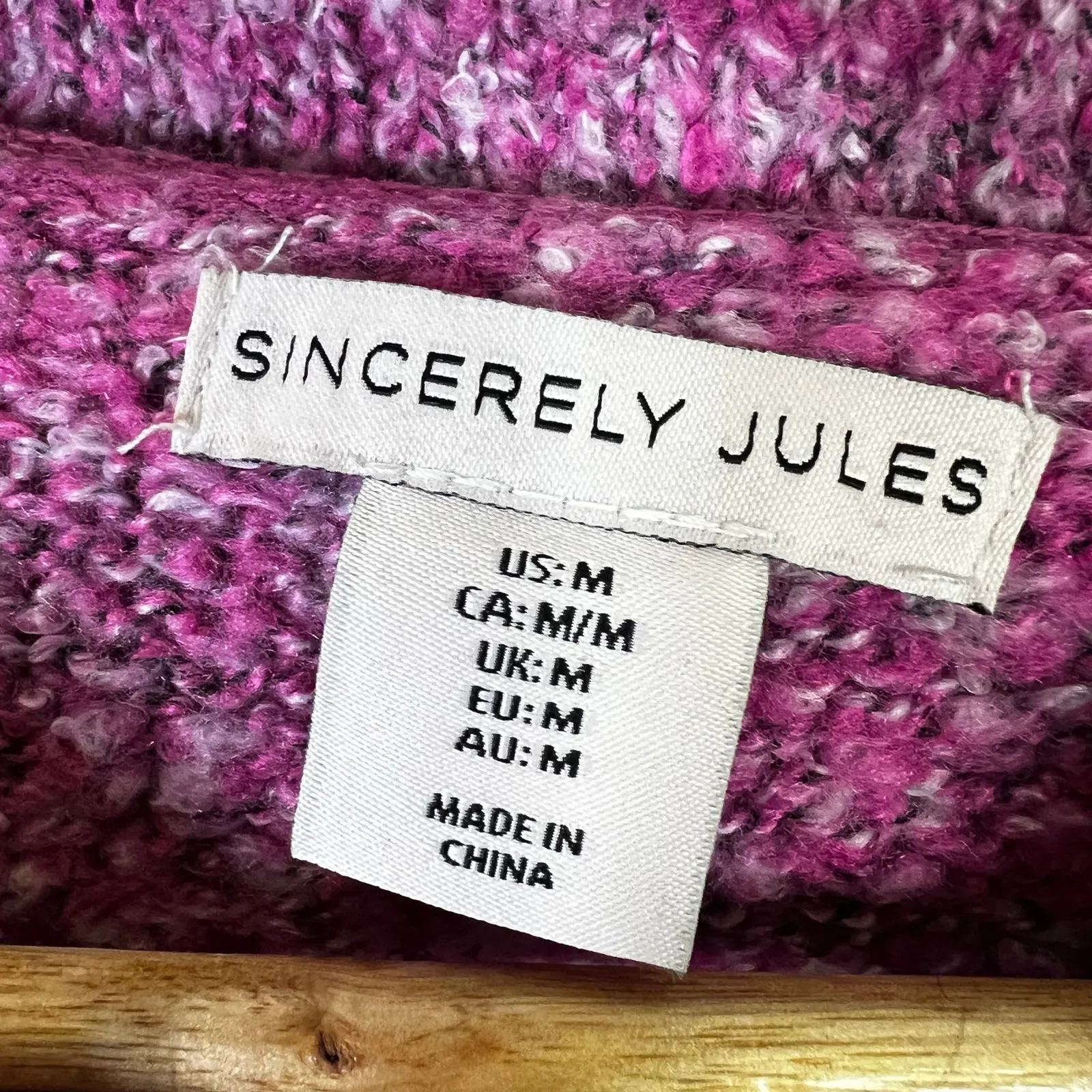 Sincerely Jules Boucle Knit Sweater Womens M Purple Cowl Neck Cropped Cozy - Image 6