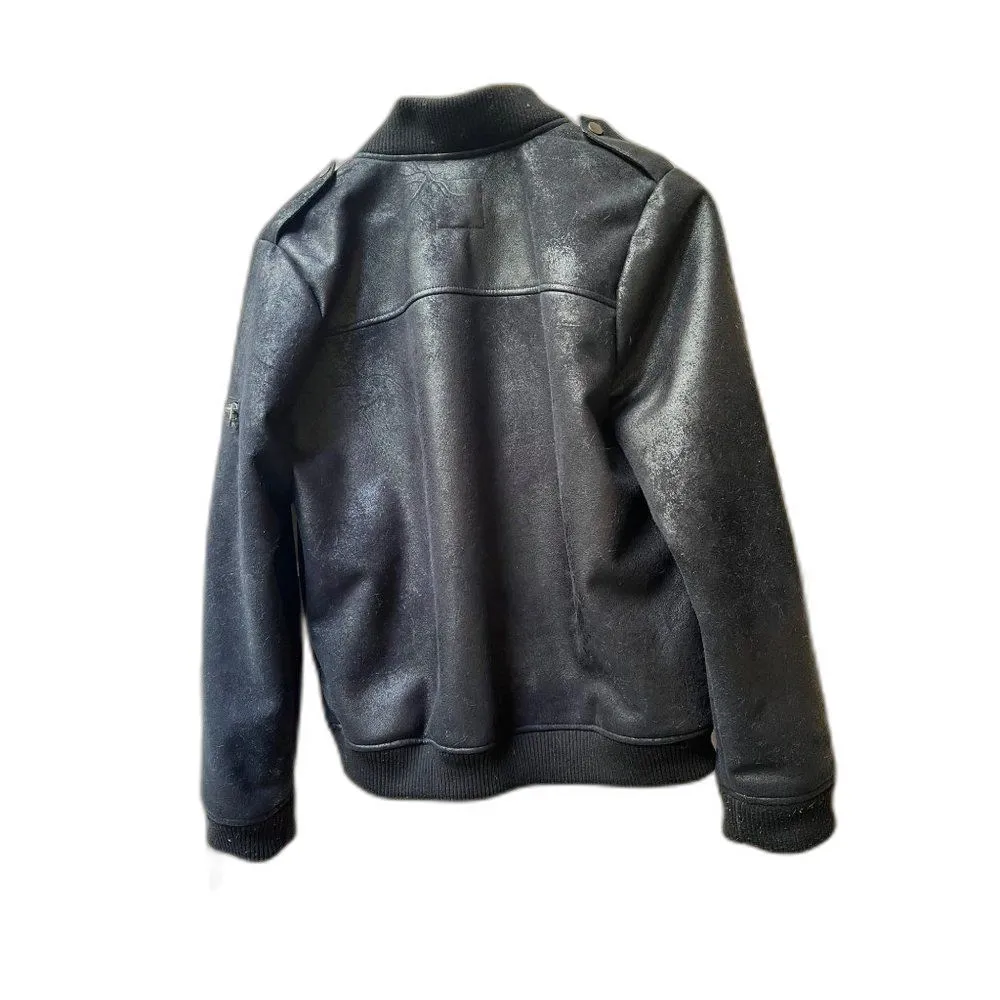 Chaser womens bomber jacket L black shearling faux leather baddie urban racer - Image 3