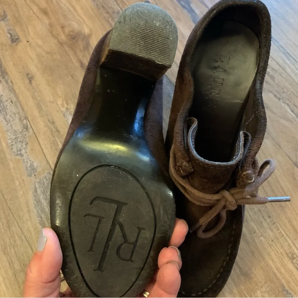 Lauren Ralph Lauren Brown Suede Denver Wedge Booties - Size 5.5 Shoes - Image 6