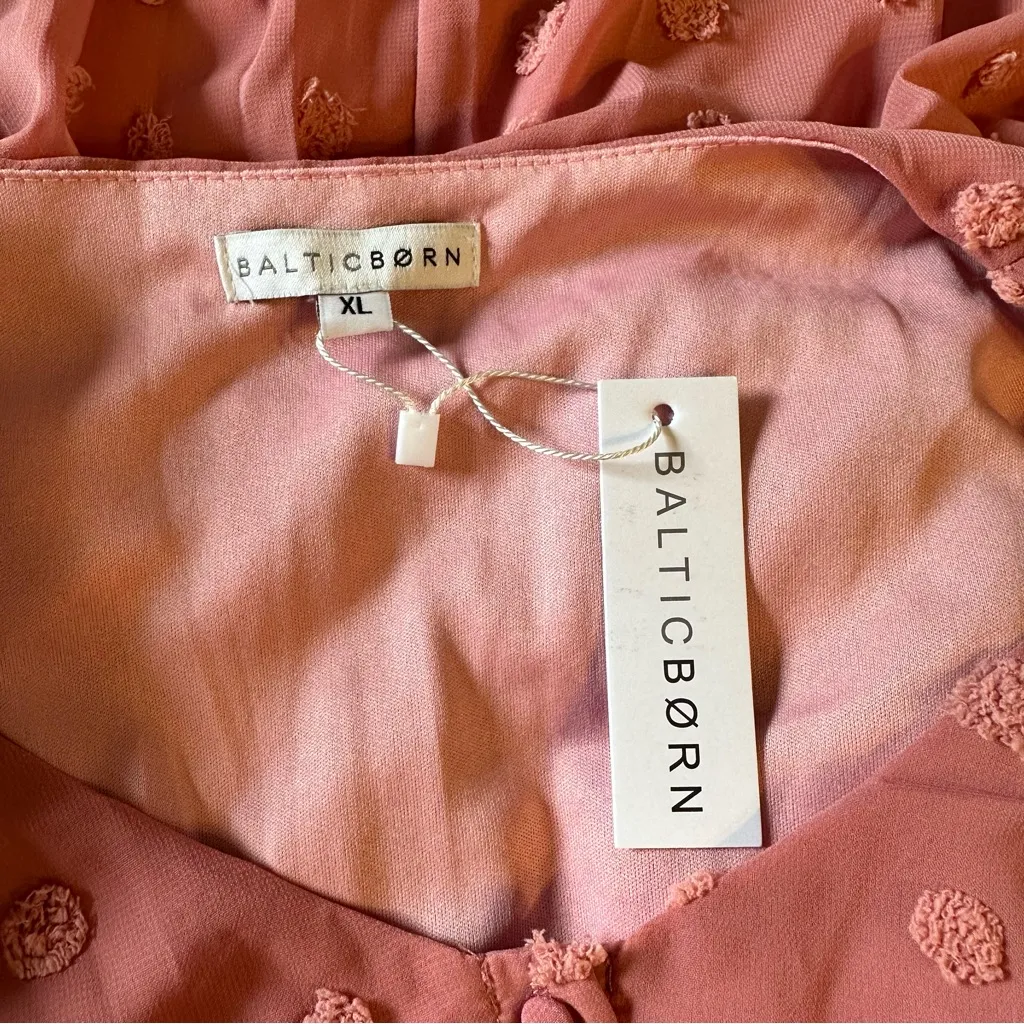 Baltic Born Mila Mauve Swiss Dot Midi Dress size XL NWT Short Sleeves - Image 10