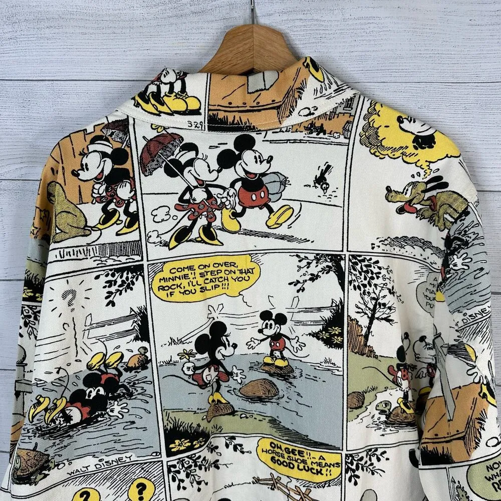 Disney Parks Vintage Mickey Comic Adult size XL Oversized Denim Jean Jacket NEW - Image 10