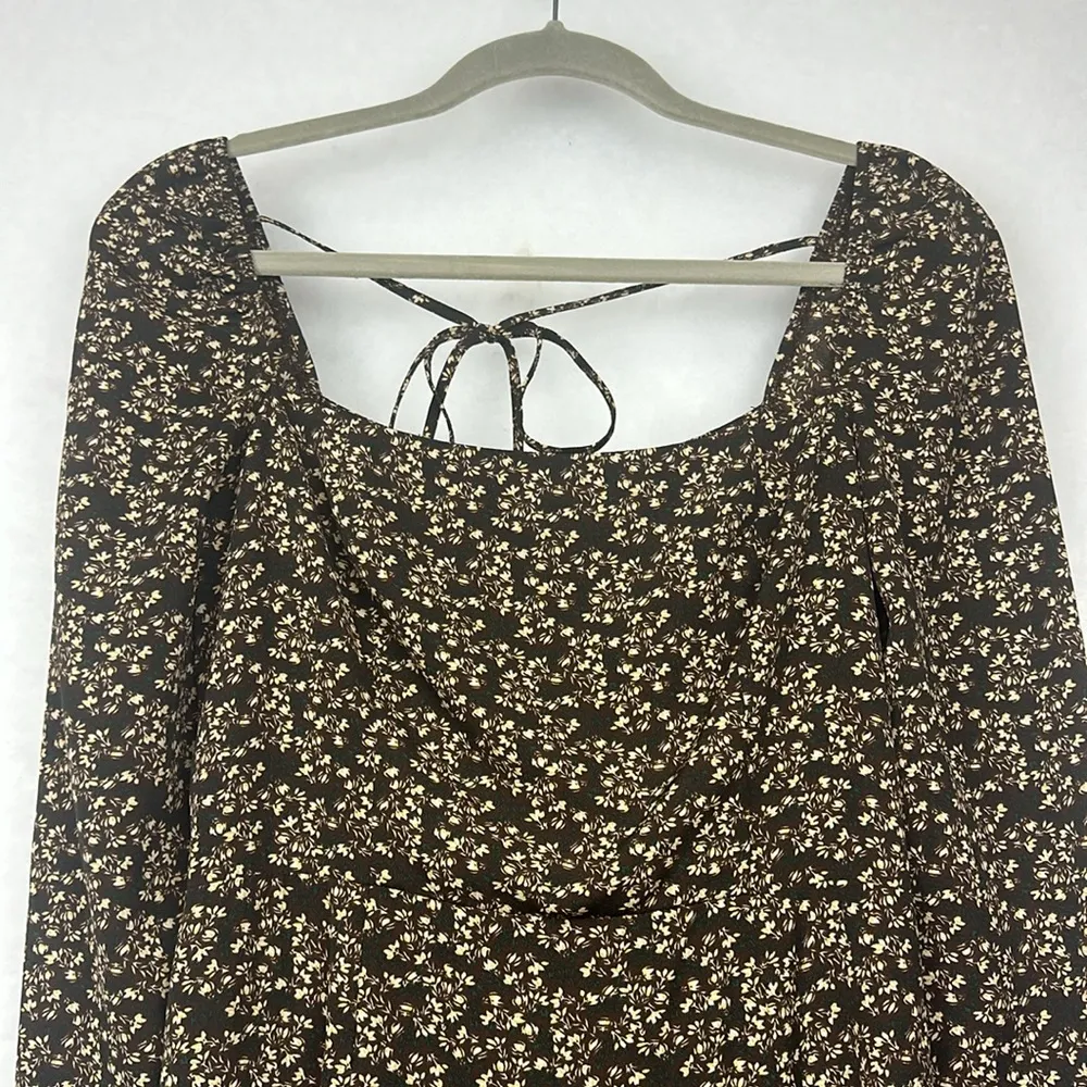 O.P.T. Lenon Floral Midi Dress Sz 2 Long Sleeves square neck Multiple - Image 5