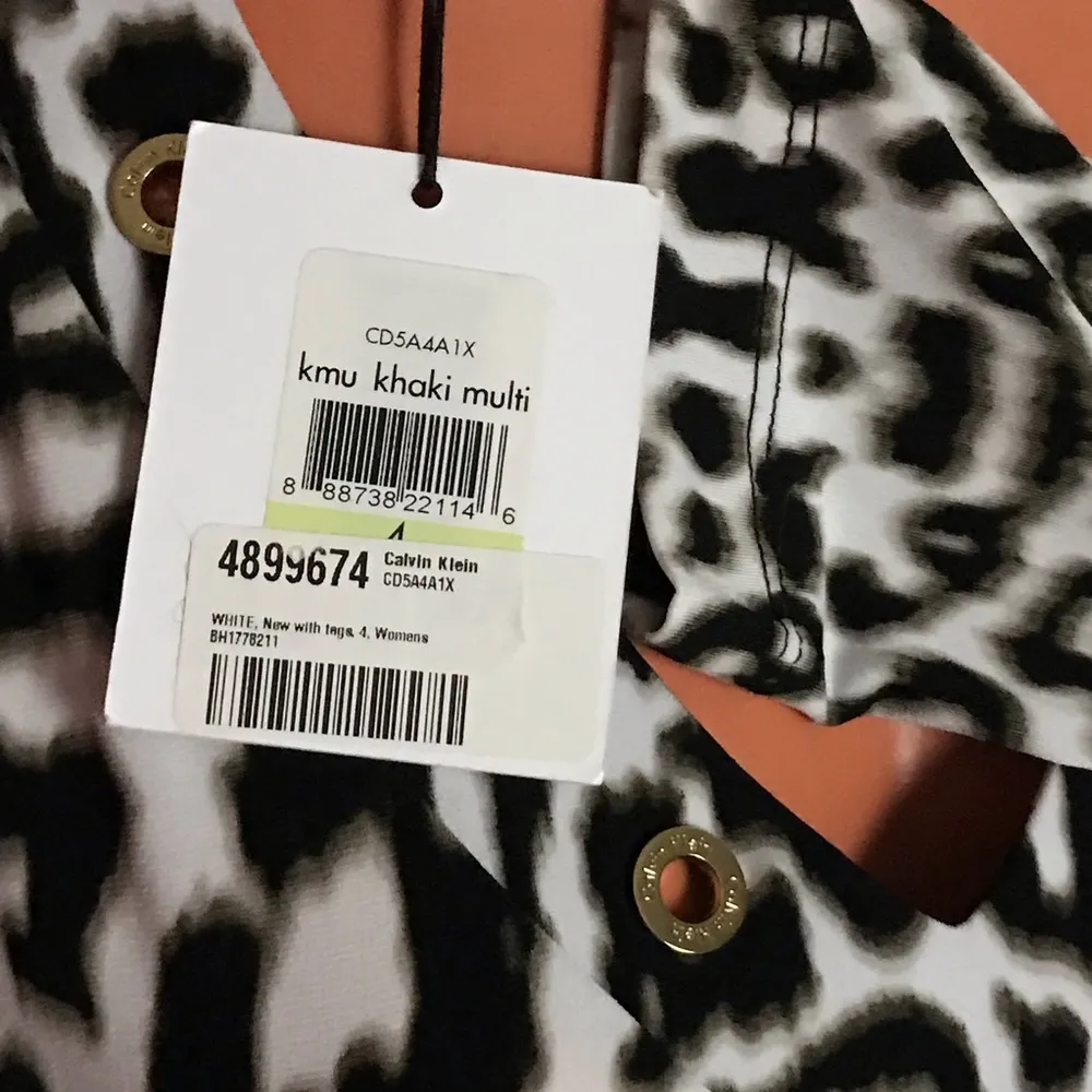 Calvin Klein Black and White Patterned Dress - Image 5