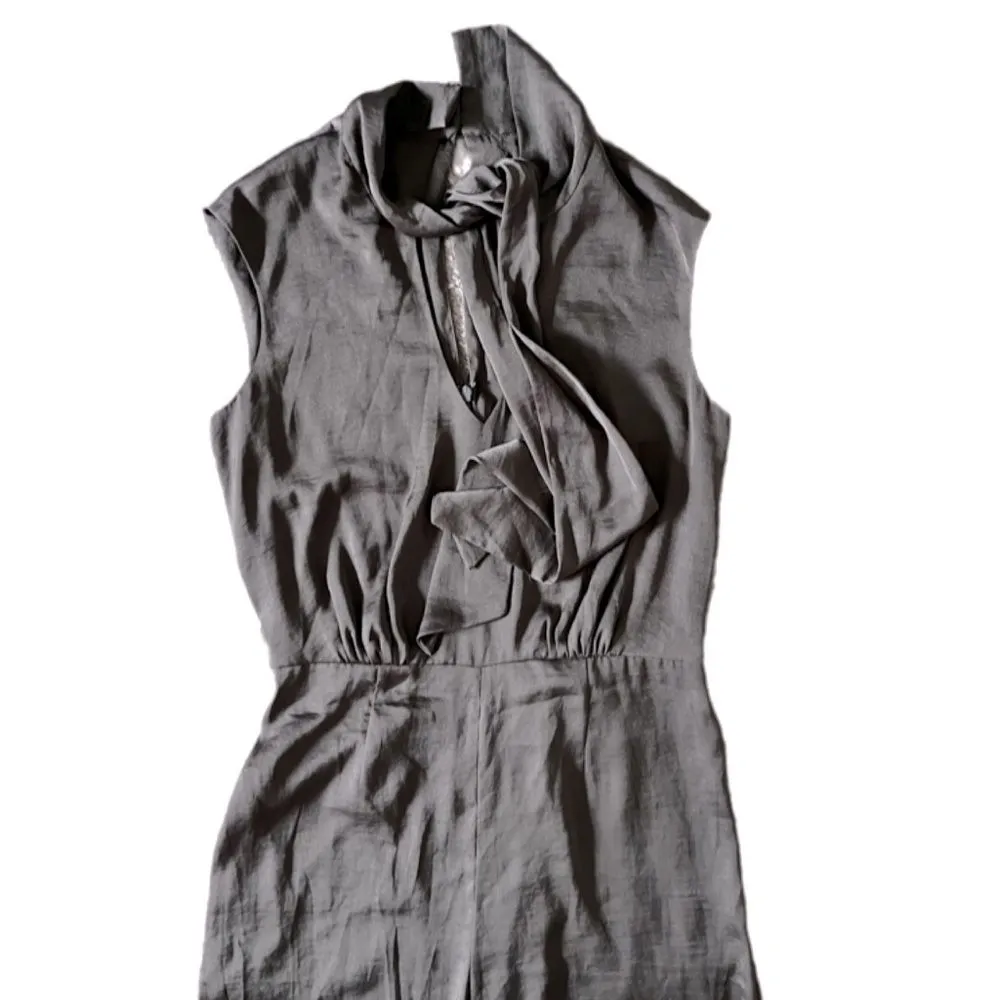 BCBGmaxazria satin Acedia jumpsuit dark gray xs - Image 6