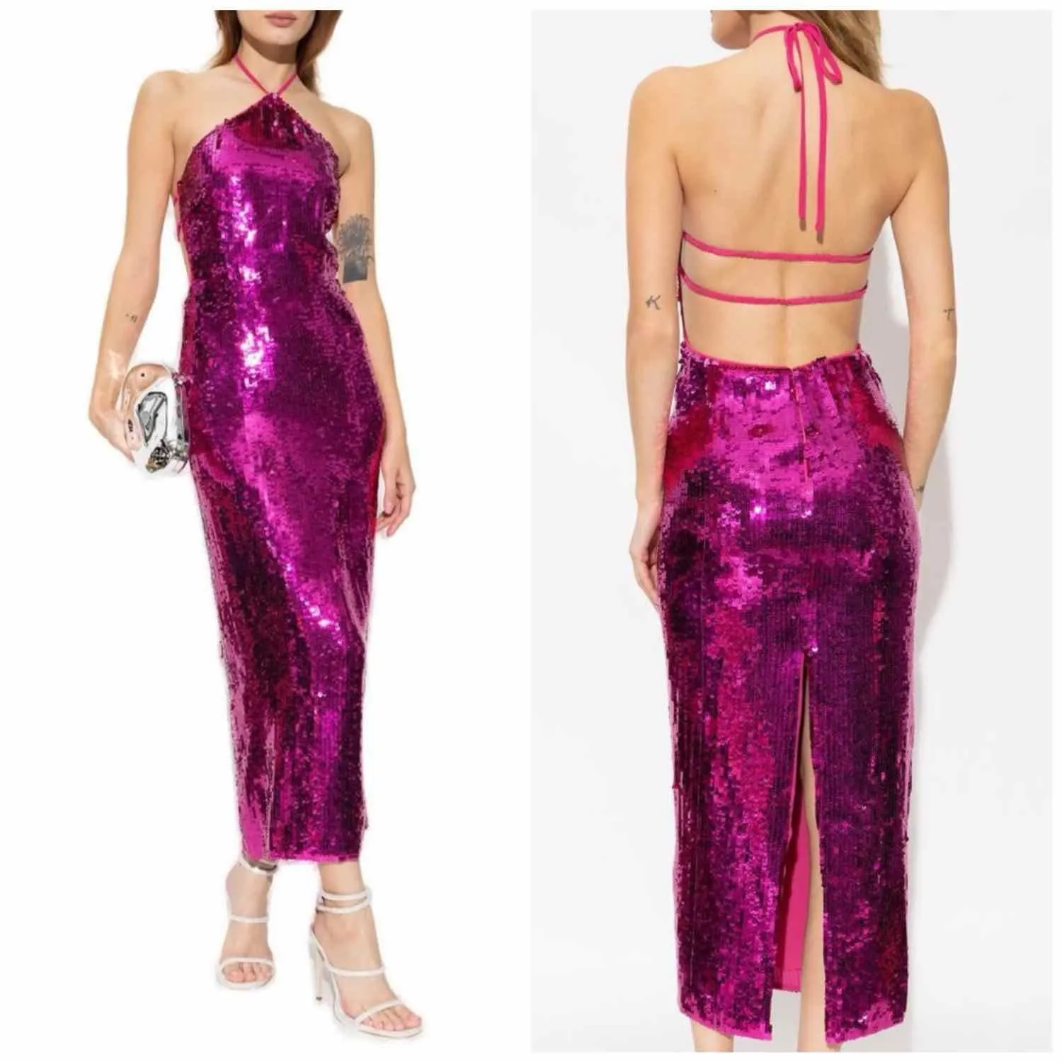 Cult Gaia Tasmina Anemone Sequin Backless Halter Midi Dress Small - Image 8