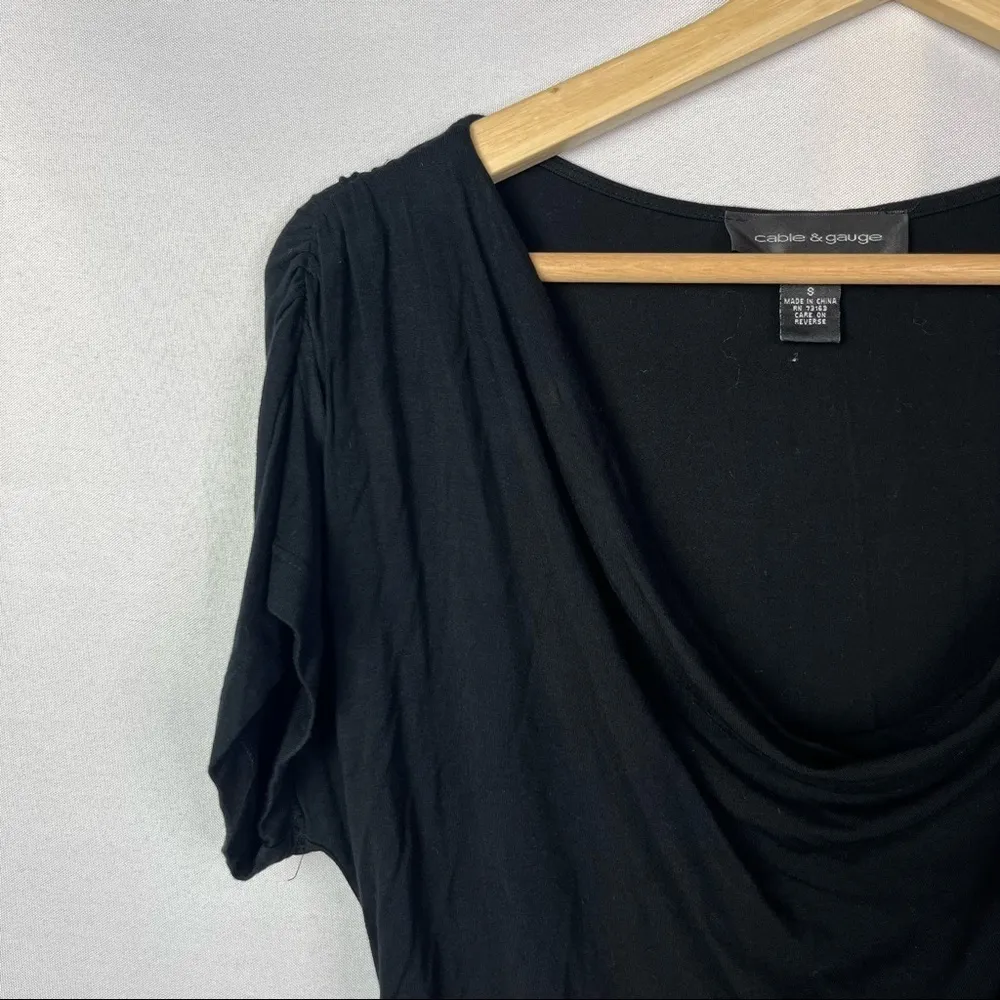 Cable & Gauge Black One Shoulder Short Sleeve Top S - Image 3
