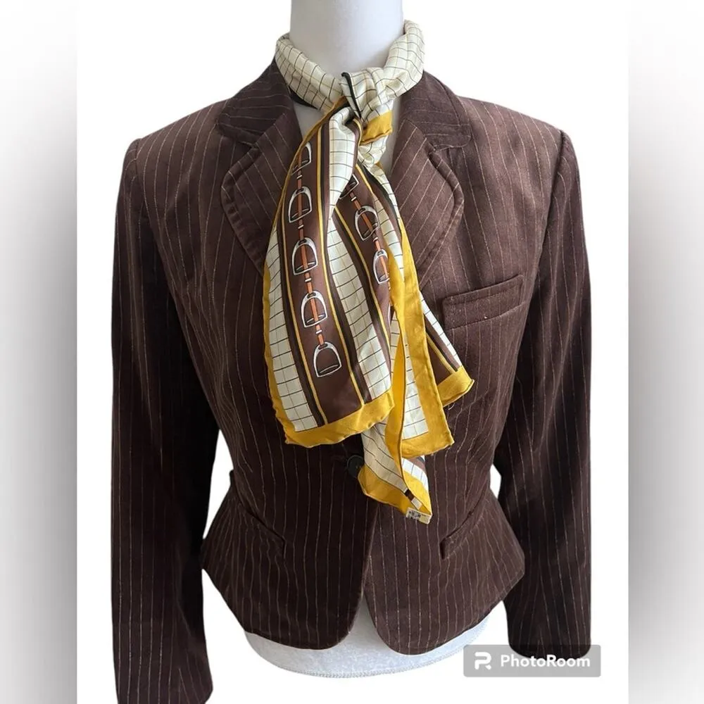 The Limited Chocolate Brown Velvet Pinstripe Blazer size 6 - Image 6