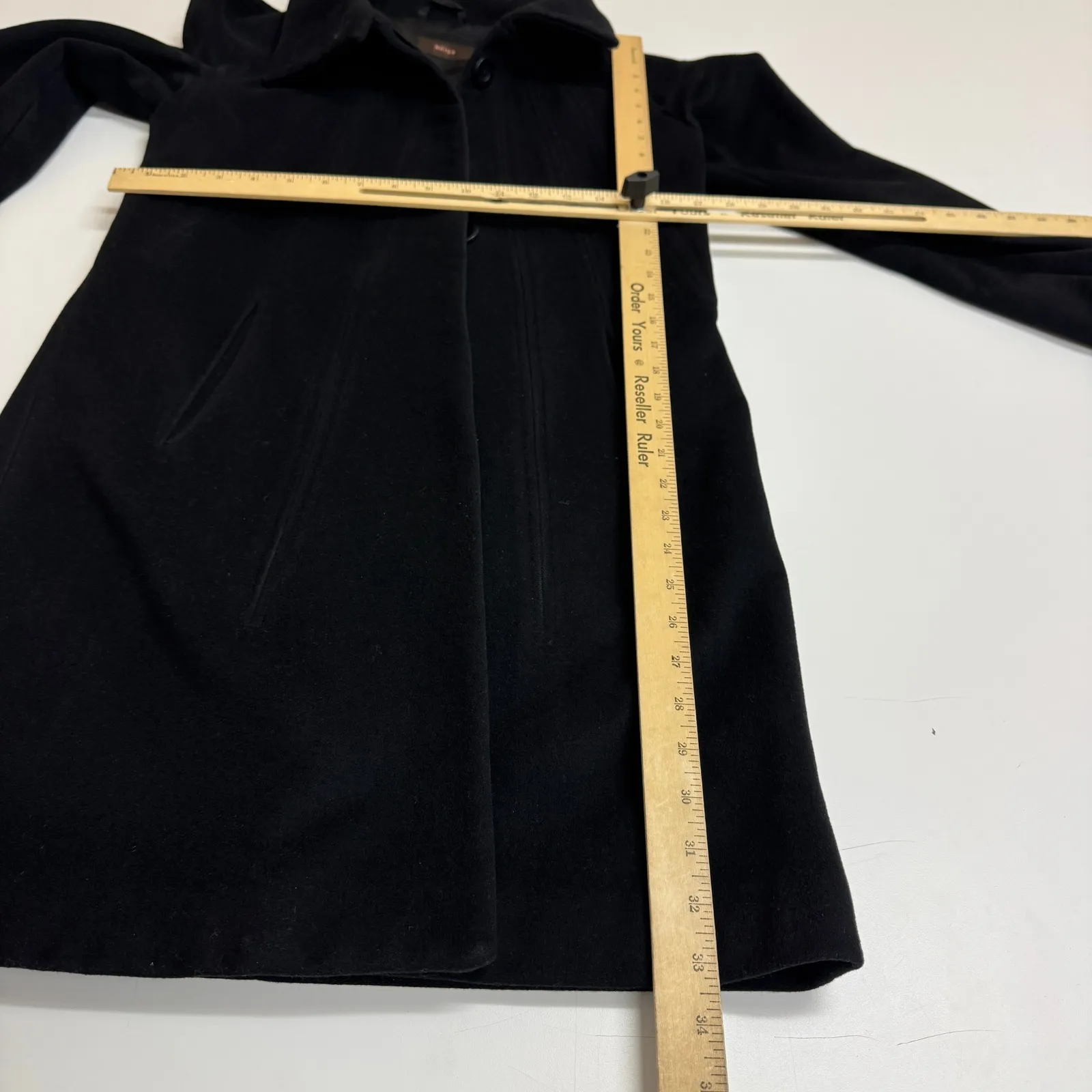 REISS Coat Womens X Small Black Topanga Lambs Wool Cashmere Button Front Jacket - Image 9