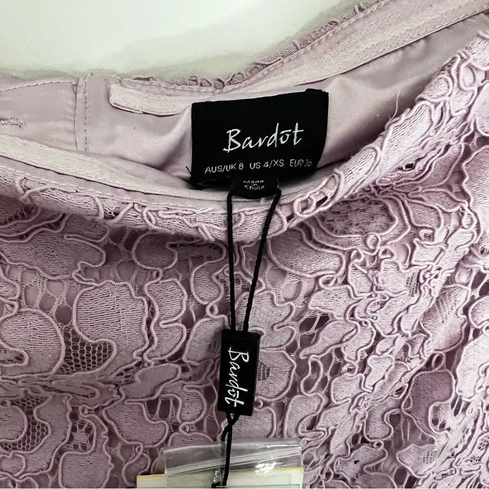 Bardot Solange Lace Midi Dress Purple Lilac 3/4 Bell Sleeves NWT - Image 13
