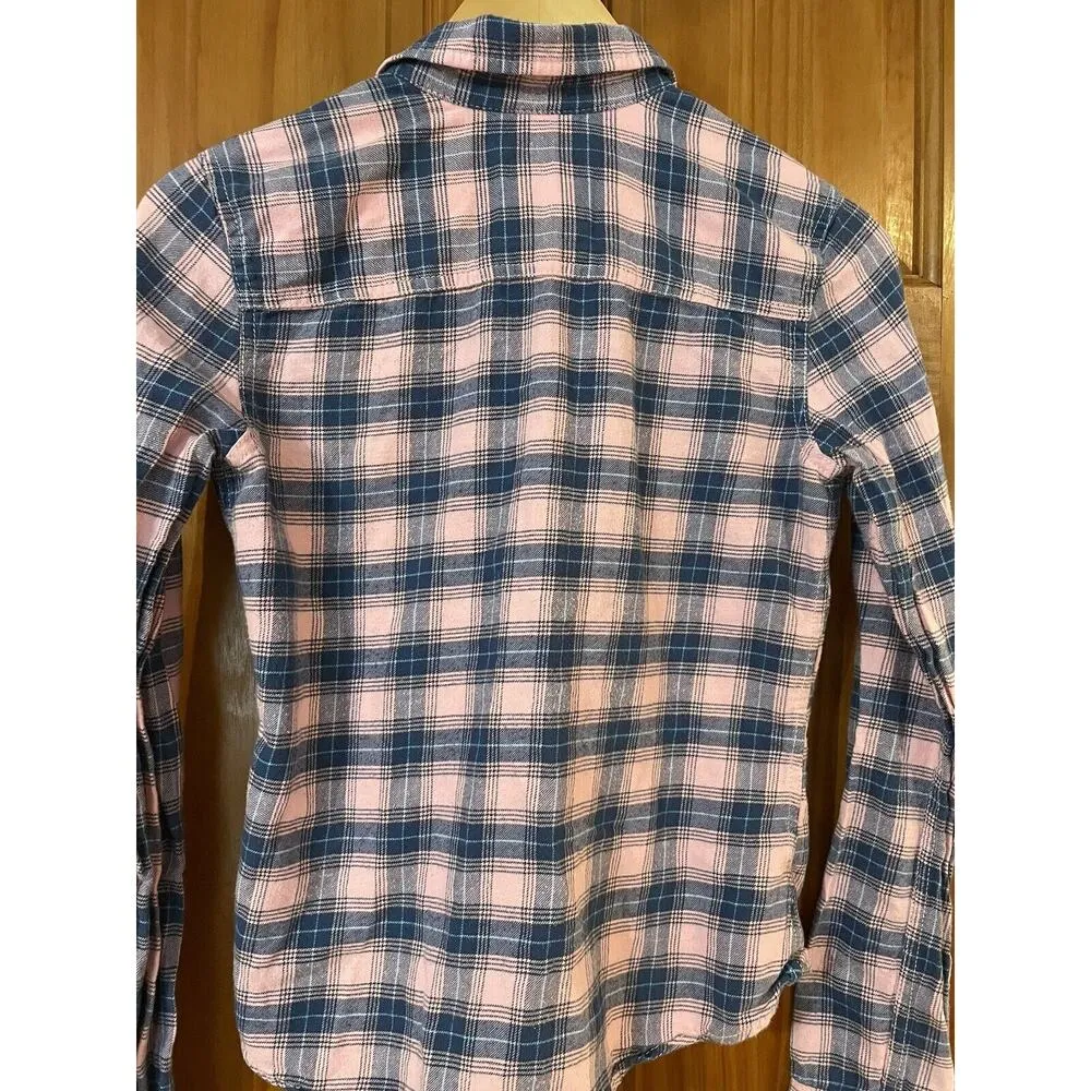 Abercrombie And Fitch Womens Pink And Blue Button Up Flannel Size S - Image 6
