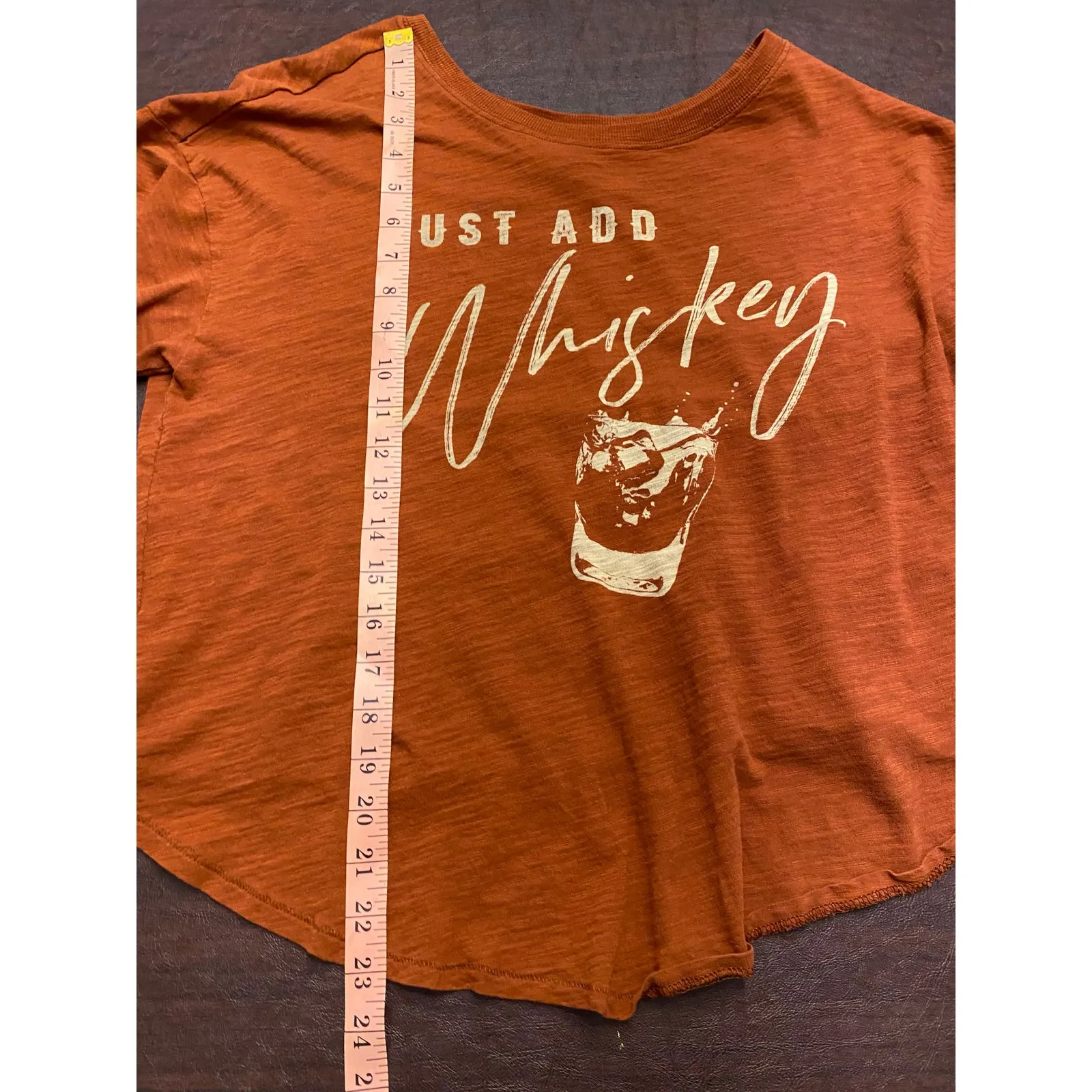 Shyanne‎ Just Add Whiskey Graphic T-Shirt Rust Orange 100% Cotton Women’s Large - Image 5