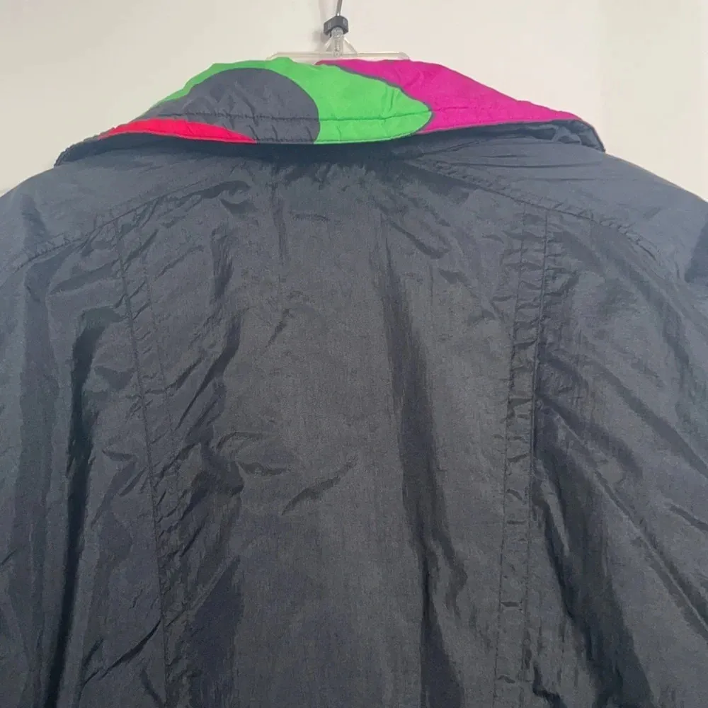 Vintage Retro Neon 80s 90s Snuggler Ski Fantasy Snow Jacket Ladies Sz M Black Size M - Image 7
