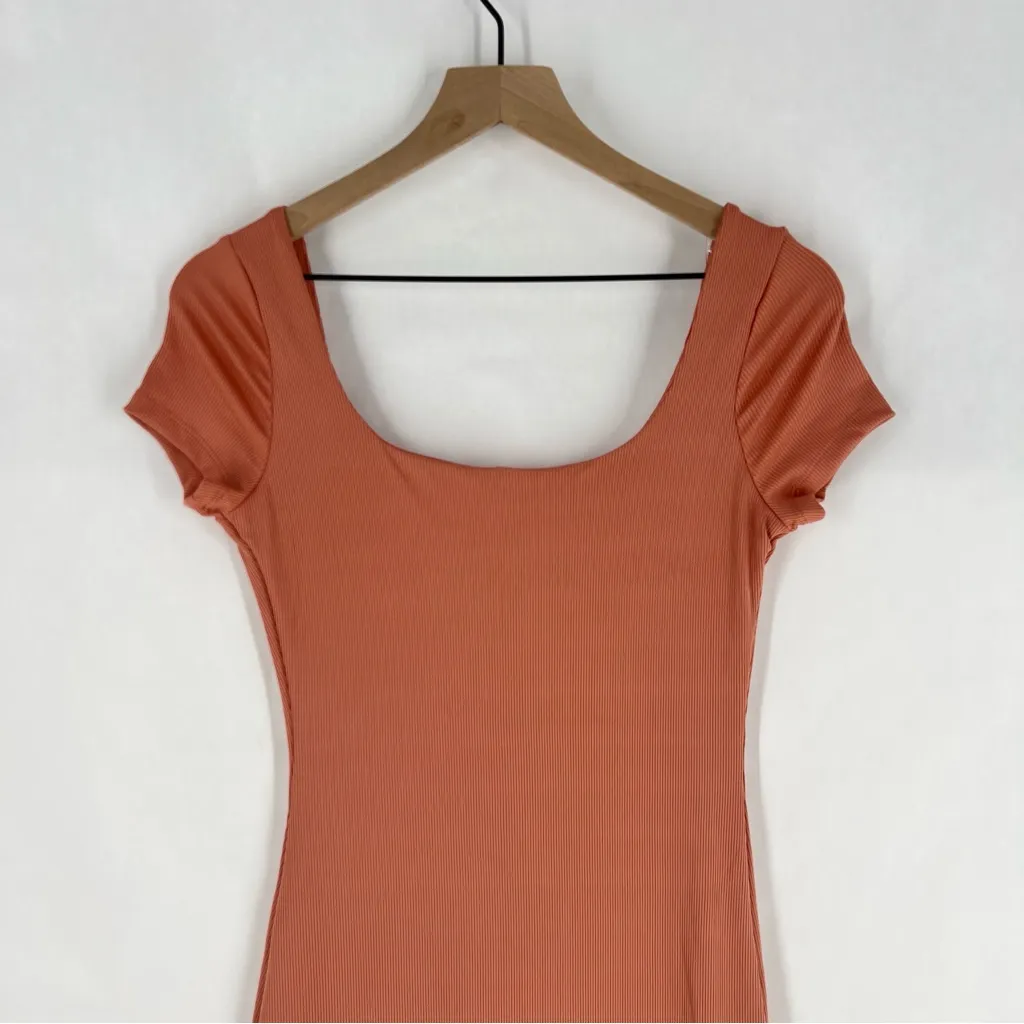 Haute Monde Blush Pink Stretch Ribbed Jersey Knit Side Slit Bodycon Maxi Dress‎ - Image 8