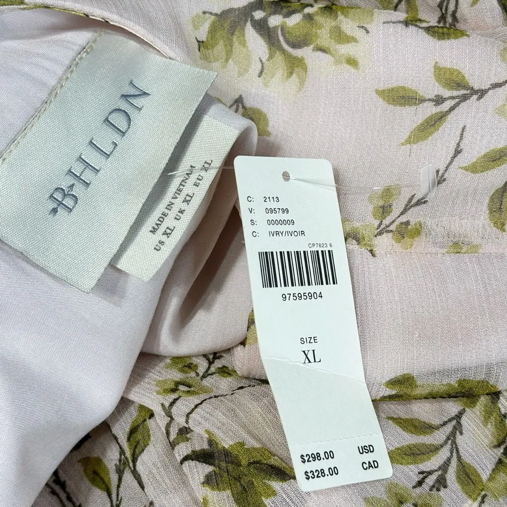 BHLDN Liana Printed V-Neck Long-Sleeve Maxi Dress, Ivory Floral, XL - Image 5