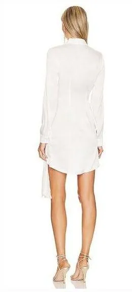 Superdown Sophie Draped Mini Dress in White Satin Small - Image 2