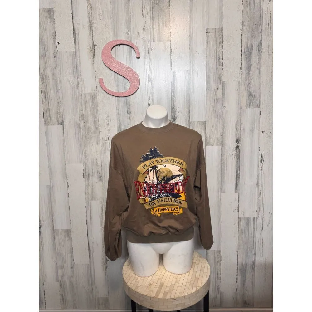 Brown pullover hoodie size small Tan - Image 2