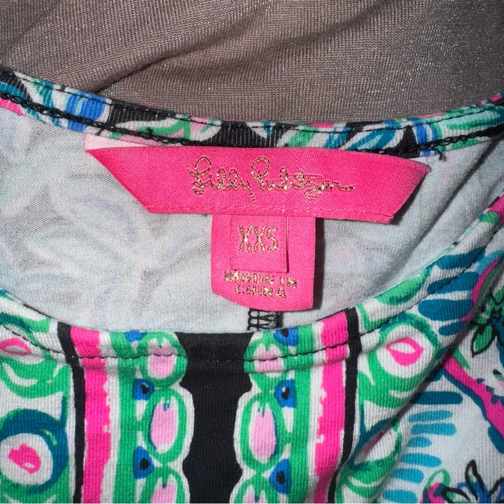 Lilly Pulitzer Blue Green Pink Ophelia Fall Spring Sundress Dress Womens XXS - Image 8
