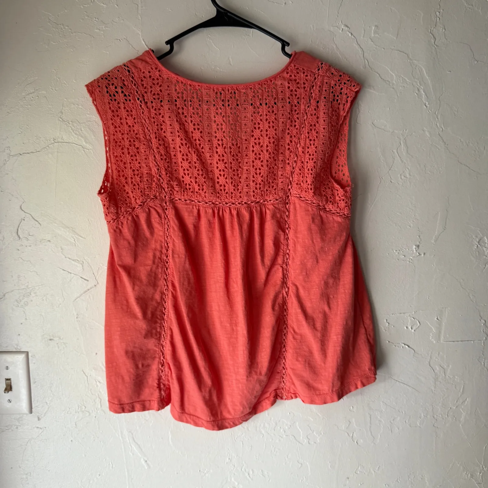 Sundance Coral Crochet Trim Sleeveless Top PS Petite Small‎ Cottage Boho - Image 4