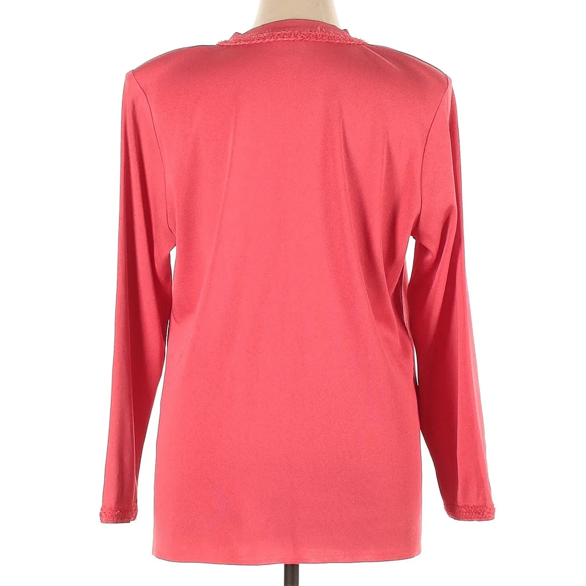 Misook Long Sleeve Embroidered Knit Button Up Cardigan Sweater Pink Plus Size 2X - Image 2