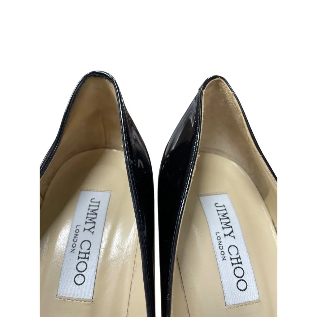 Jimmy Choo womans Black Patent Leather Stiletto 5.5" Heels Size 41/10.5 SKU 9707 - Image 11