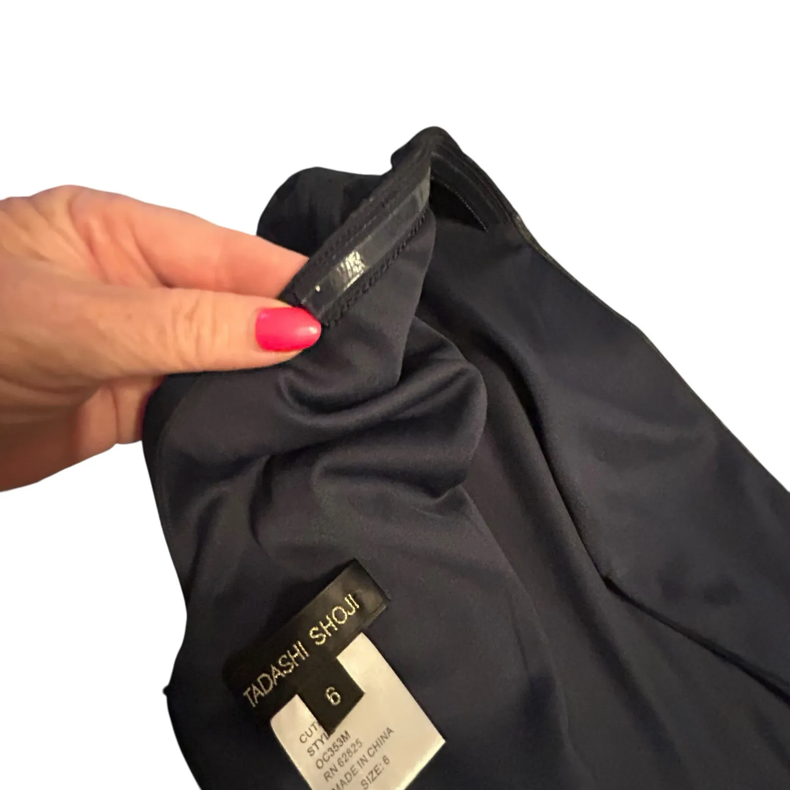 Tadashi Shoji Navy Surplice Neck Cocktail Party Dress
- Size 6 - Image 11