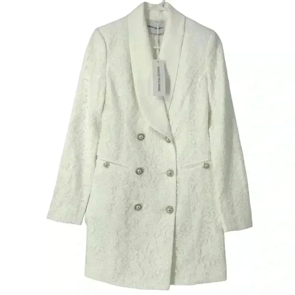 Rebecca Vallance Harriet Lace Blazer Mini Dress Ivory NWT Women’s 4 Bridal White - Image 3