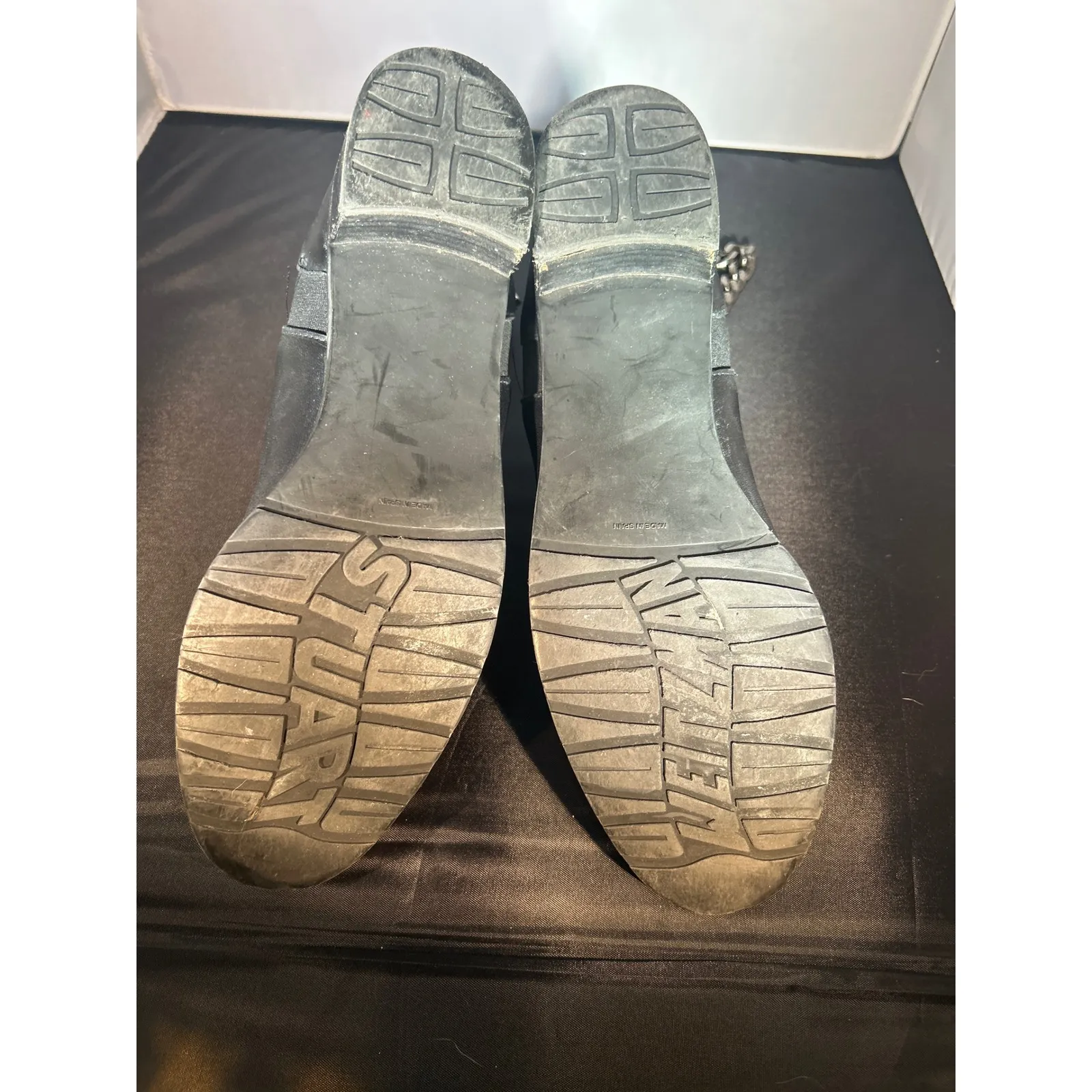 Stuart Weitzman Black‎ Leather Chain Accent Ankle Boots Booties Size 10 M - Image 5