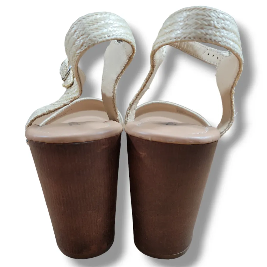 Torrid Shoes Size 9.5WW Jute Double Strap Woodgrain Platform Heel Sandal 4" Heel - Image 8