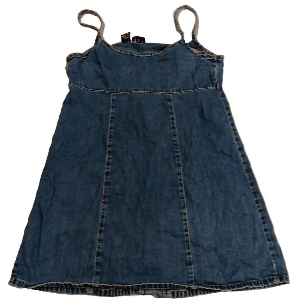 Vintage Gap Mini Denim Dress Button Up Strappy Boho Very Y2K Size 4 - Image 6